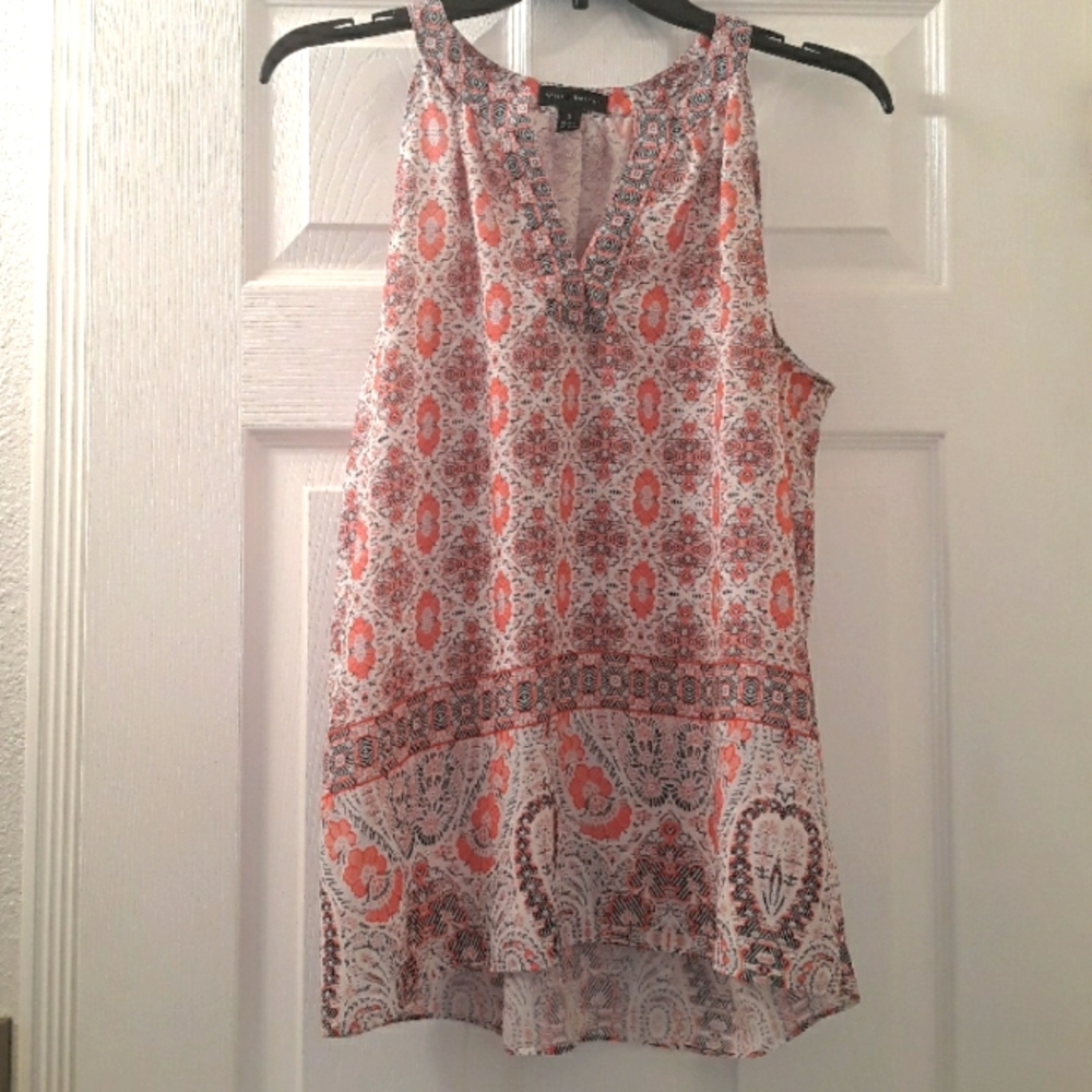 Willi Smith Pink, White, & Blue Boho Pattern Top S